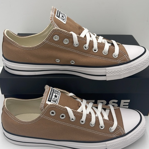 Converse Men’s Brown and White Chuck Taylor All Star Low-Top Sneaker - Hot Tea - Picture 2 of 16